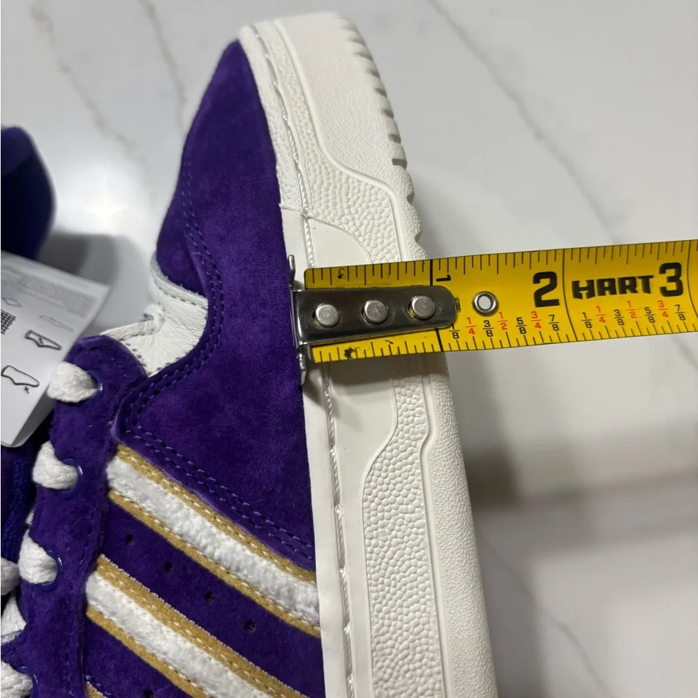 adidas Purple Suede Sneakers with White and Gold Accents
